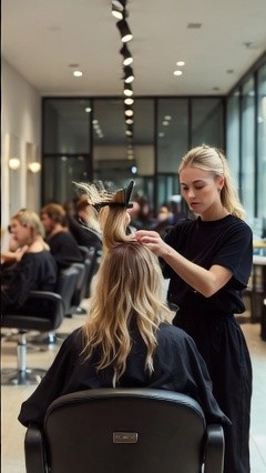 Professional hairdresser at work